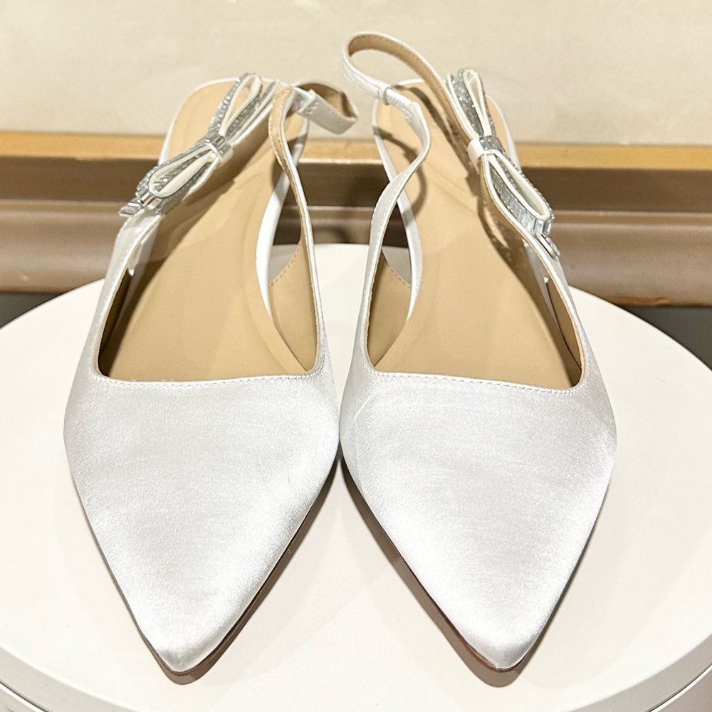 🌸TED BAKER🌸 Janie Bow Slingback Pointed Toe Pump In White Size: 11 - Picture 4 of 16